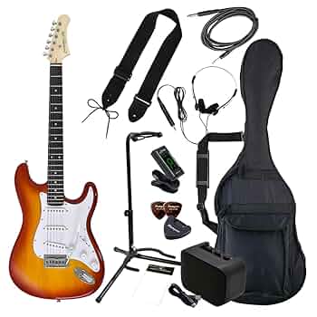 美品 新品弦 初心者 ビギナー エレキギター ストラトキャスター ST エレキギター（ライトブルー）ライトセット ストラトキャスター